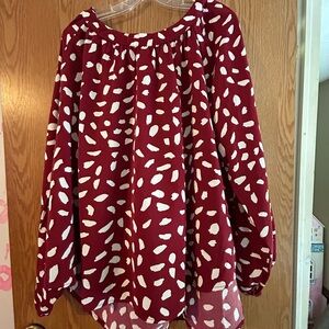 Umgee Red and White Relaxed Boxy Tunic